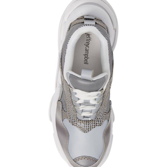 Jeffrey Campbell Grey Reflective Fabric Lace Up Womens Fashion Lo-Fi Sneaker 8.5 - Picture 7 of 16